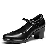 DREAM PAIRS Dame Mary Janes Pumps Chunky High Heel Kleid...