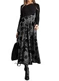 LKNBLIL Damen Herbst Winter Freizeit Langarm Maxi Bohemian...