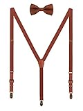 WANYING 2cm Hosenträger Fliege Sets | Retro PU Leder 3...