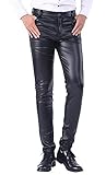 DUOLUNJINDUN Herren Slim Fit Hose aus PU Leder Elastisch...