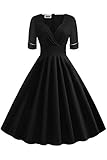 AXOE Damen Elegant Rockabilly Kleid 60er Jahre 1/2 Langarm...