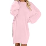 Pulloverkleid Damen Lang Elegant Oversize Frauen Einfarbig...