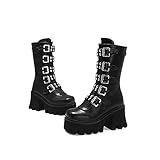 Damen Winter Schwarz Gothic Punk Plateau Stiefel Goth...