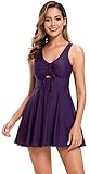 SHEKINI Damen Einteiliger Badeanzug Rock Retro Badekleid...