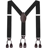 WELROG Herren Hosenträger breit mit Leder Knopfloch -...