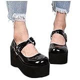 BIBOKAOKE Plateau Pumps für Damen Gothic Mary Jane Cosplay...