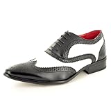 Herren Lederlook Spats Brogues Gatsby Schuhe, Schwarz , 46...