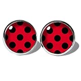 Schwarz-Rot Polka Dots Ohrstecker ABOUKI Damen Mädchen Kind...