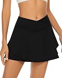 Soneven Hosenrock Damen Kurz Pleated Tennisrock Damen mit...