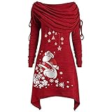 GBEN Damen Weihnachten Tunika Kleid Plissee Kragen...