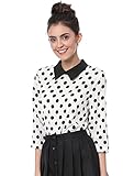 Allegra K Damen 3/4 Ärmel Bubikragen Polka Dots Top Bluse...