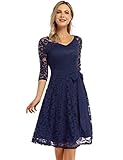 KOJOOIN Damen Vintage Kleid Brautjungfernkleid Knielang...