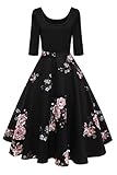 Axoe Damen A-Linie Kleid 60er Jahre Rockabilly mit...