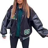 PDYLZWZY Damen Casual Oversized Baseball Jacken Langarm...