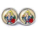 JUANLOWE Pin Up Girl Matrose Ohrstecker, Edelstahl in...