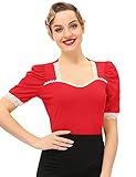 50s Vintage Retro Oberteil T-Shirt Tanks Top Kurzarm Bluse