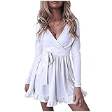 Briskorry Damen Kleid Bishop Langarm Kleider Blusenkleid...