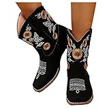 Dwevkeful Damen Kurze Stiefel Bestickte Ankle Boots Bunte...