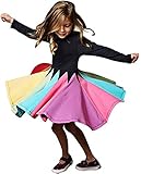 Kinder Baby Mädchen Regenbogen Kleid Langarm A-Linie Twirly...