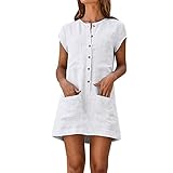 MAYOGO Damen Kleider Kleid Damen Sommer Baumwolle und Leinen...