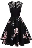 Axoe Damen 50er Jahre Rockabilly Kleid mit Blumenmuster...