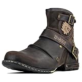 OSSTONE Herren leder chukkastiefel Worker biker...