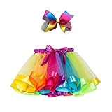 Sunowo Bunt Tüllrock Mädchen Regenbogen Tutu Rock Mädchen...