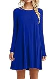 JIER Damen Langarm Lose Rundhals Kleid Casual Tunika T-Shirt...