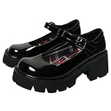 Frauen klobige Plattform Mary Jane Schuhe Retro...