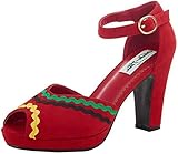 Lulu Hun Damen Pumps Lorena Vintage Peeptoe High Heels Rot...