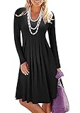 Yming Damen Langarm Faltenrock Kleid Langarm Kleid Lässig...