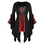 Damen Gothic Oberteile mit Schmetterlingsärmeln Bluse mit...