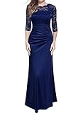 MIUSOL Damen Elegant Abendkleid Rundhals Dunkelblaue Spitzen...