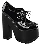 Demonia cramps-01 Damen schwarz Patent spitze bis Steile...