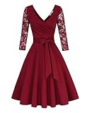 KOJOOIN Damen Spitzenkleid Vintage 50er V-Ausschnitt...