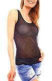 Easy Young Fashion Damen Mesh Tanktop Transparent One Size...
