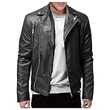 Motorradjacke Herren Leder LUNULE Kunst-Lederjacke Revers...