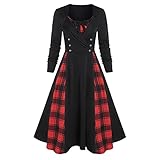 Briskorry Kleid Damen Lässiger Cowl Neck Kurz Schnüren...