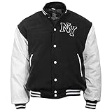 Mil-Tec NY Baseball Jacke mit Patches (Schwarz/Weiß/XL)