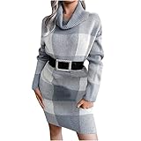 EMATOP Damen Pulloverkleid Elegant Strickkleid Knitted...