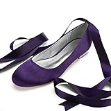 LGYKUMEG Damen Brautschuhe, Satin mit Seiden Baender Runde...