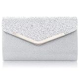 LONGBLE Clutch Silber Glitzer, Damen Handtasche, Elegante...