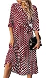 ZIYYOOHY Damen Casual Kleid Sommer 3/4 Ärmel Punkt Elegant...