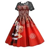 Briskorry Weihnachten Kleid Damen Elegant Cocktaikleider...
