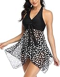 Donppa Damen Badeanzug Bauchweg Tankini Set Badekleid Mesh...