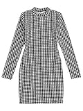 ZAFUL Damen Kleid, Plaid Houndstooth Bodycon Mini Kleid Mock...