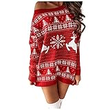 Kolylong®Damen Langarm Weihnachten Strickkleid Lockere...