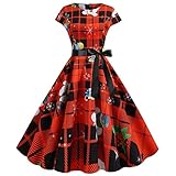 RYTEJFES Weihnachtenkleid Damen Elegant Abendkleid Kurzarm...