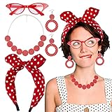 BETESSIN 4TLG Rockabilly Accessoires Damen 50er Jahre...