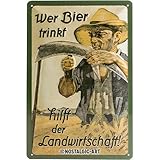 Nostalgic-Art Retro Blechschild, Wer Bier trinkt hilft der...